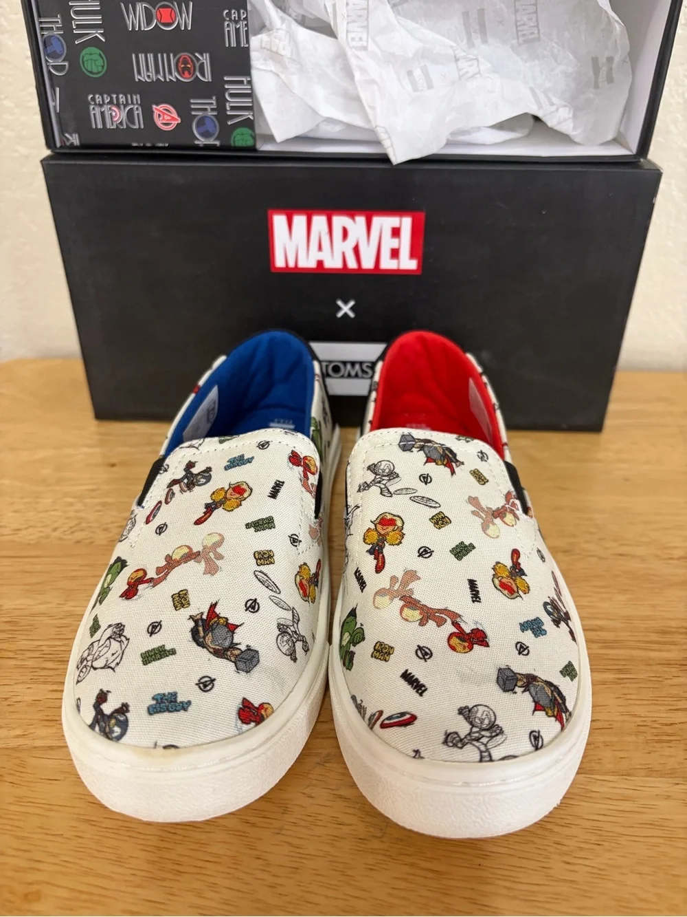 Toms Marvel Kids' Slip-On Luca Antique White Marvel How to Print 13.5 Sneakers